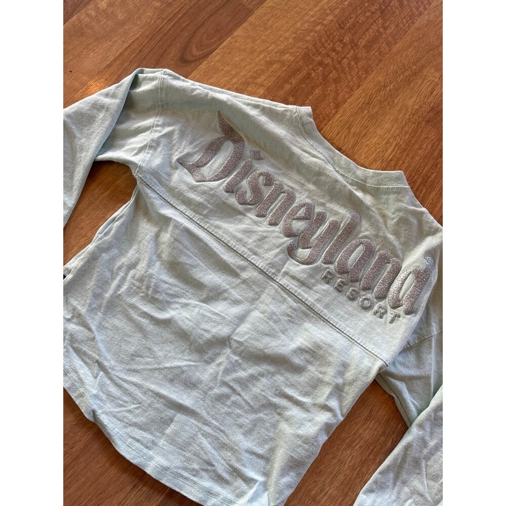 DISNEYLAND KIDS GLITTER PUFFY sparkle mint green spirit jersey